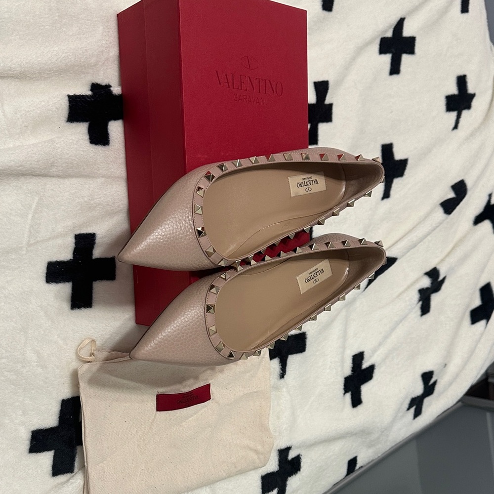 Valentino Women's Taupe Studded Flats